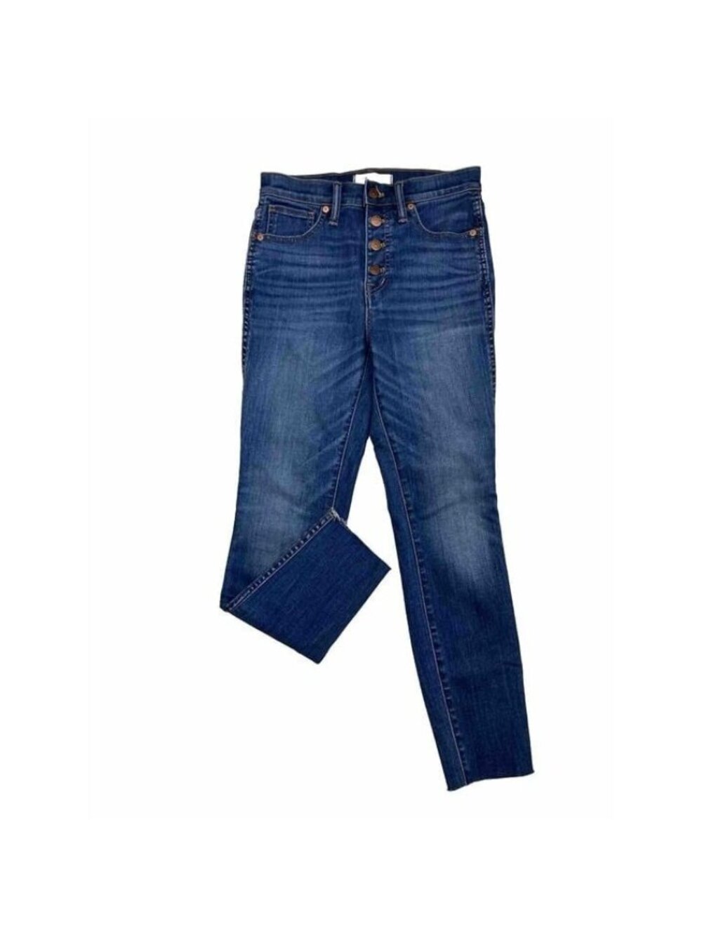 -Madewell 10" High-Rise Skinny Crop Jeans Womens Size 25 Button Fly Raw Hem